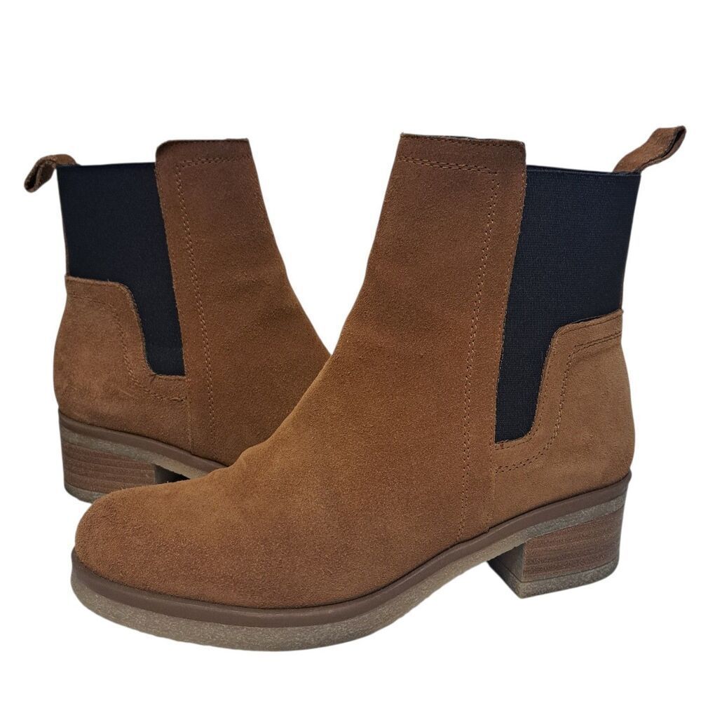 Avellini Chelsea Western Leather Suede Slip On Chic Boots Size 9.5 Cognac Brown - Picture 10 of 12